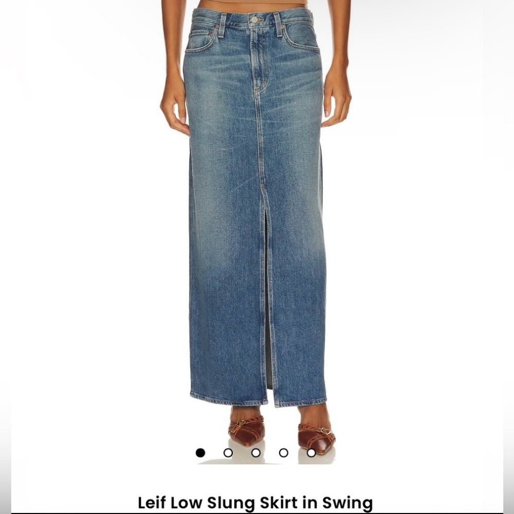 AGOLDE Leif Low Slung Denim Blue Maxi Skirt Color Swing Size 26